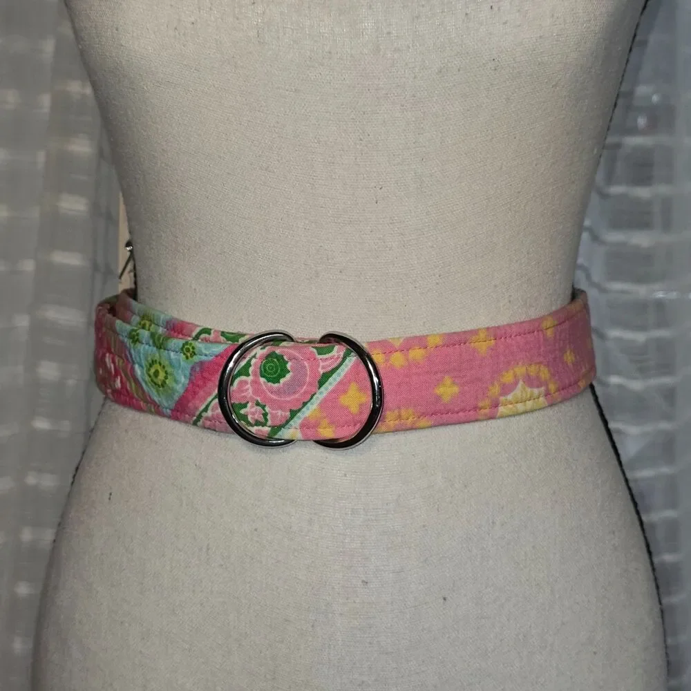 Oliver Green Preppy Pink & Green D Ring Belt Size Small